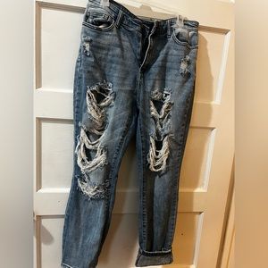 Judy Blue distressed girlfriend jeans